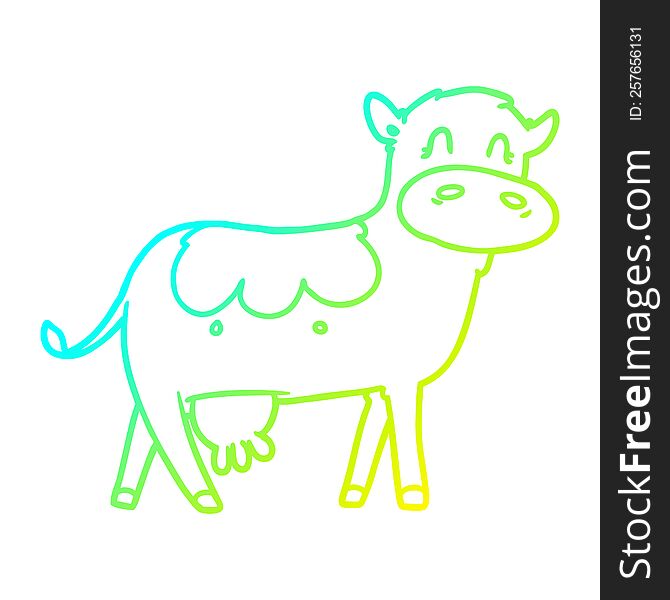 Cold Gradient Line Drawing Cartoon Dairy Cow