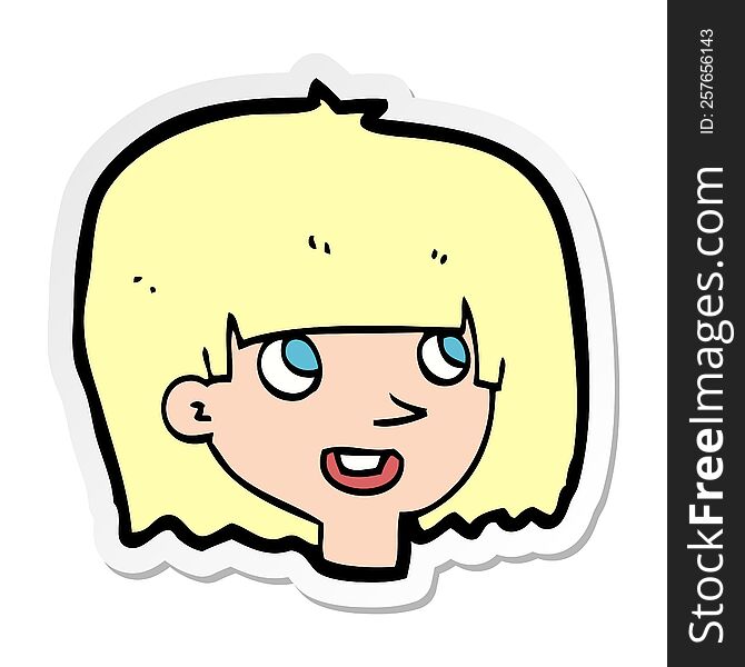 Sticker Of A Cartoon Happy Female Face