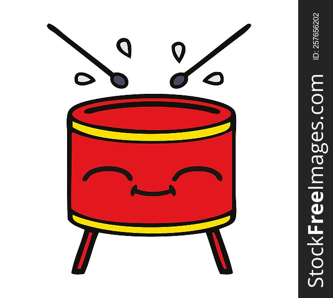 cute cartoon of a drum. cute cartoon of a drum