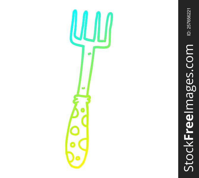 cold gradient line drawing of a cartoon fork