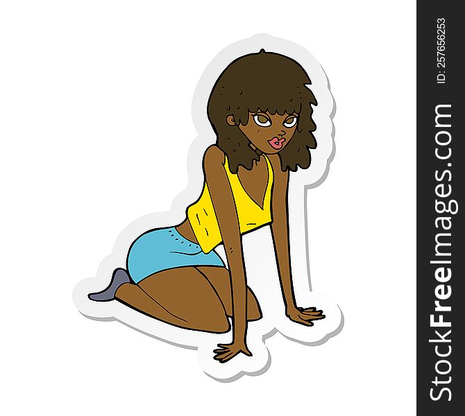 sticker of a cartoon woman in sexy pose