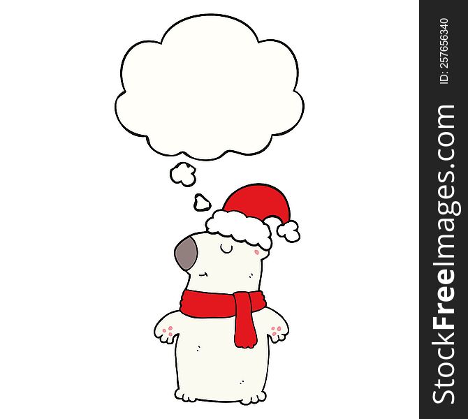 cute cartoon christmas bear with thought bubble