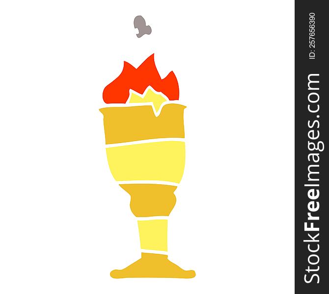 Cartoon Doodle Flaming Golden Cup