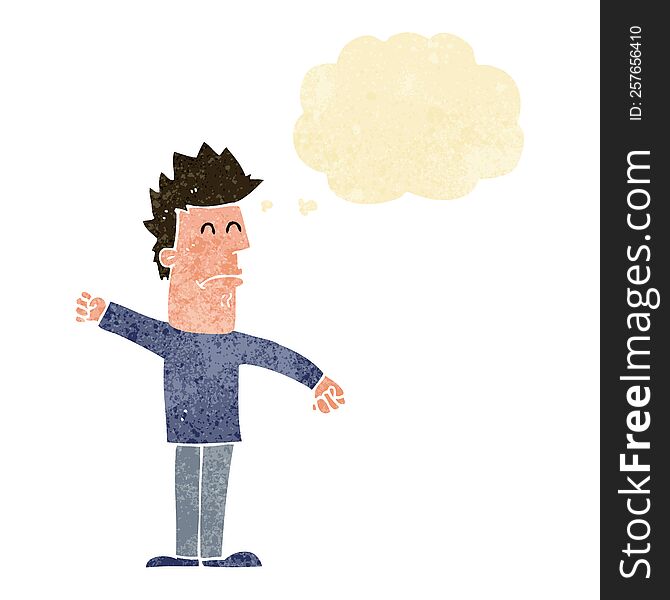 Cartoon Stressed Man With Thought Bubble