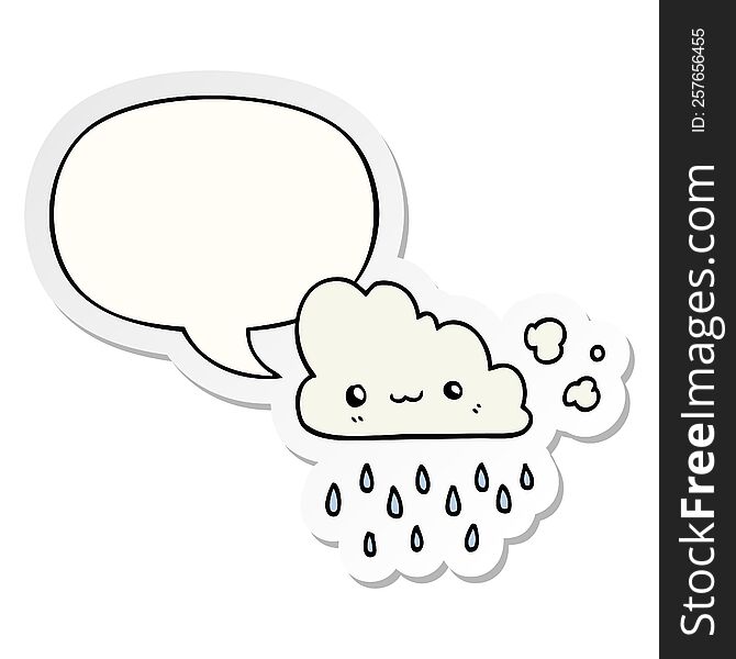 Cartoon Storm Cloud And Speech Bubble Sticker