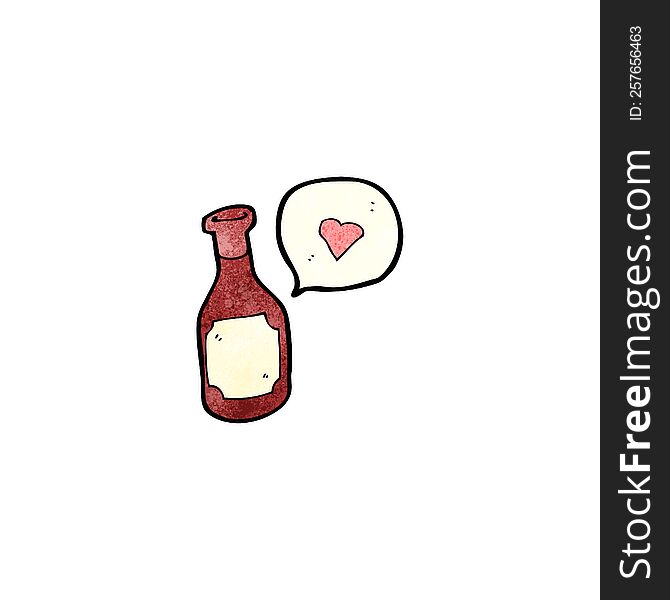 cartoon red wine bottle with love heart