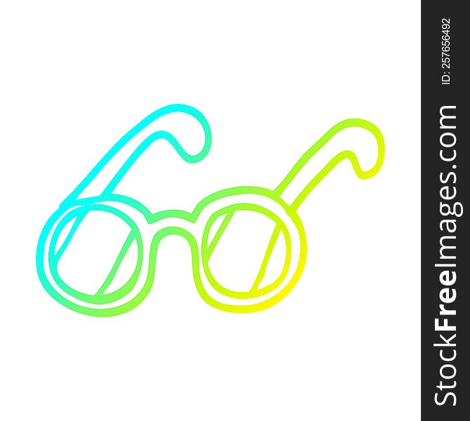cold gradient line drawing of a cartoon spectacles