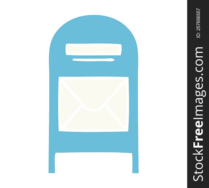 Flat Color Retro Cartoon Mail Box