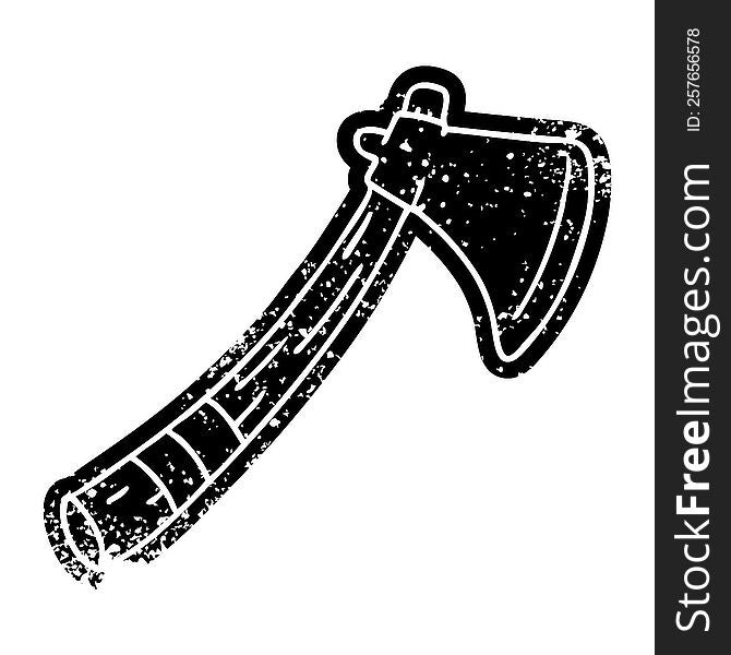 grunge distressed icon of a garden axe. grunge distressed icon of a garden axe