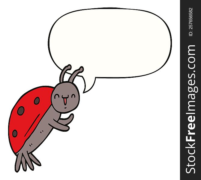 Cute Cartoon Ladybug And Speech Bubble