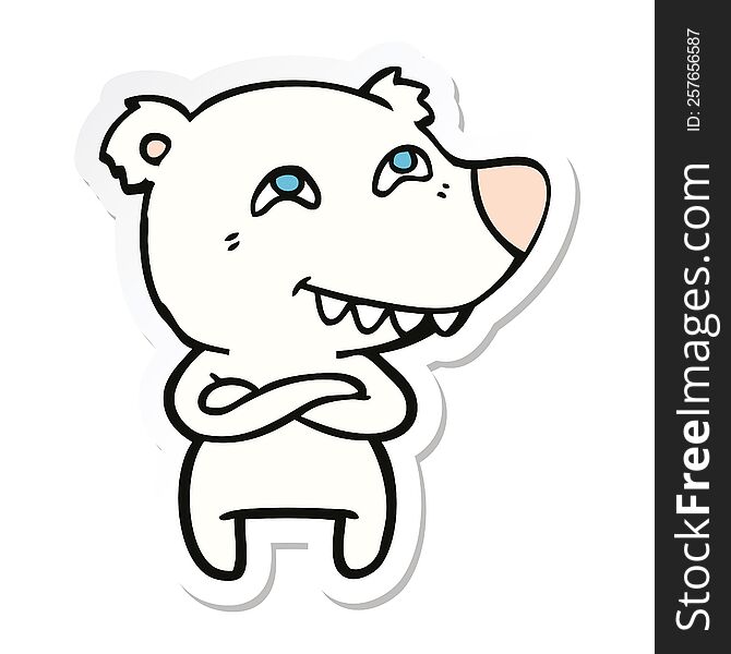 sticker of a cartoon polar bear showing teeth