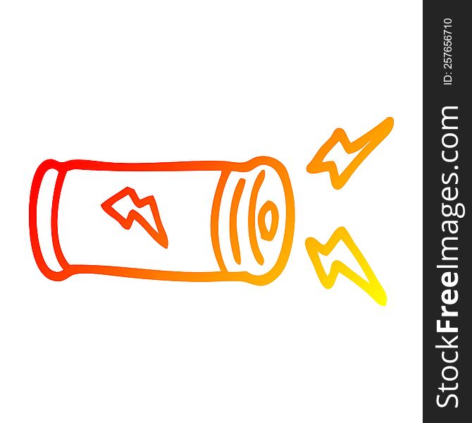 warm gradient line drawing of a cartoon electric battery