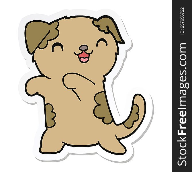 sticker of a cute cartoon puppy