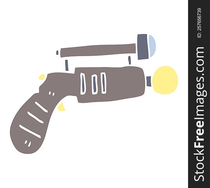 Flat Color Illustration Cartoon Ray Gun