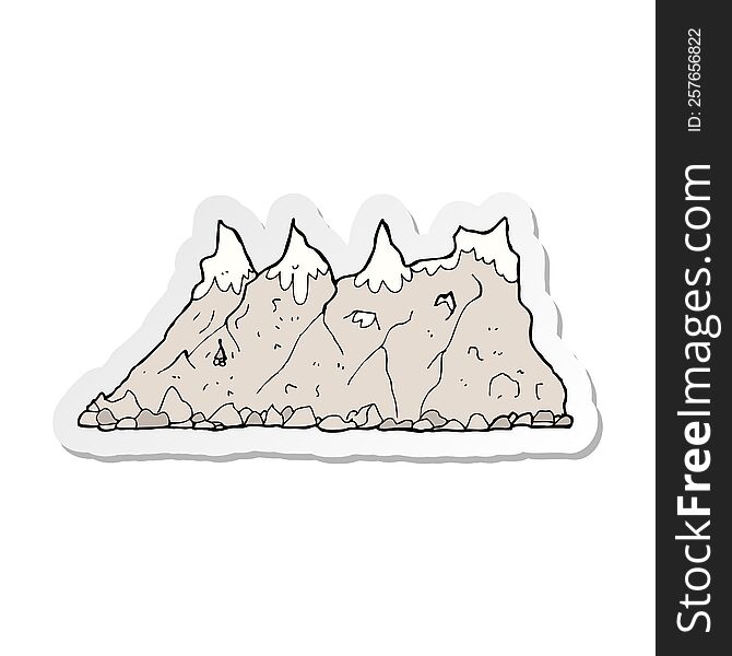 sticker of a cartoon mountain range