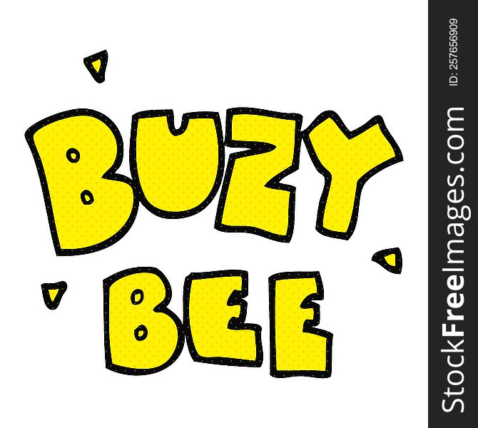 freehand drawn cartoon buzy bee text symbol