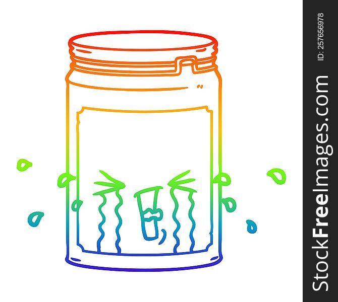 rainbow gradient line drawing of a cartoon glass jar