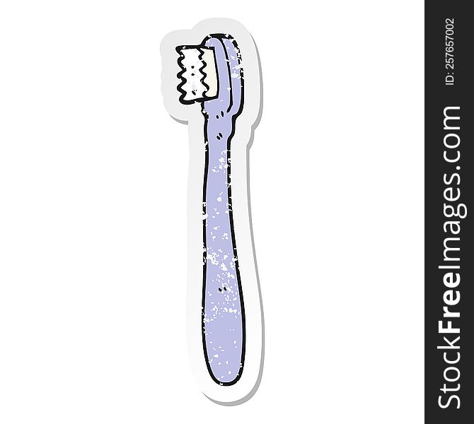 distressed sticker of a cartoon toothbrush