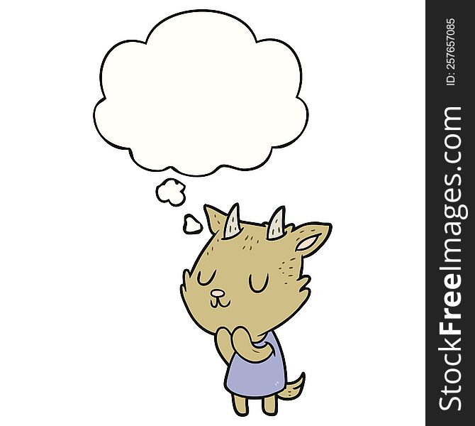 cartoon goat with thought bubble. cartoon goat with thought bubble