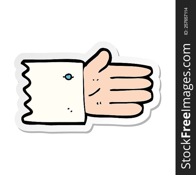 sticker of a cartoon open hand symbol