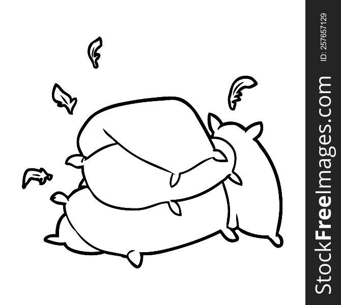 line drawing of a pile of pillows. line drawing of a pile of pillows