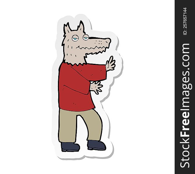 Sticker Of A Cartoon Werewolf