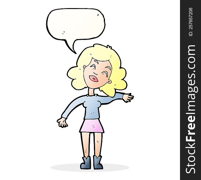 cartoon woman only joking with speech bubble
