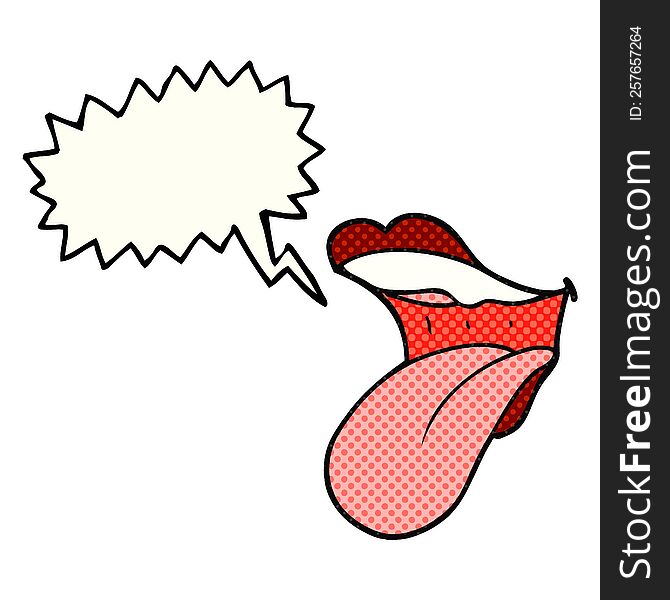 freehand drawn comic book speech bubble cartoon mouth sticking out tongue