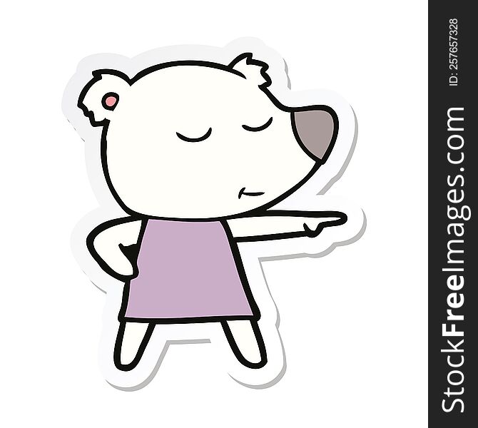 Sticker Of A Cartoon Polar Bear Wearing Dress