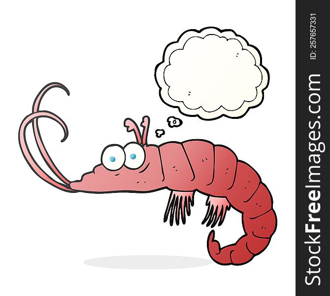 freehand drawn thought bubble cartoon shrimp