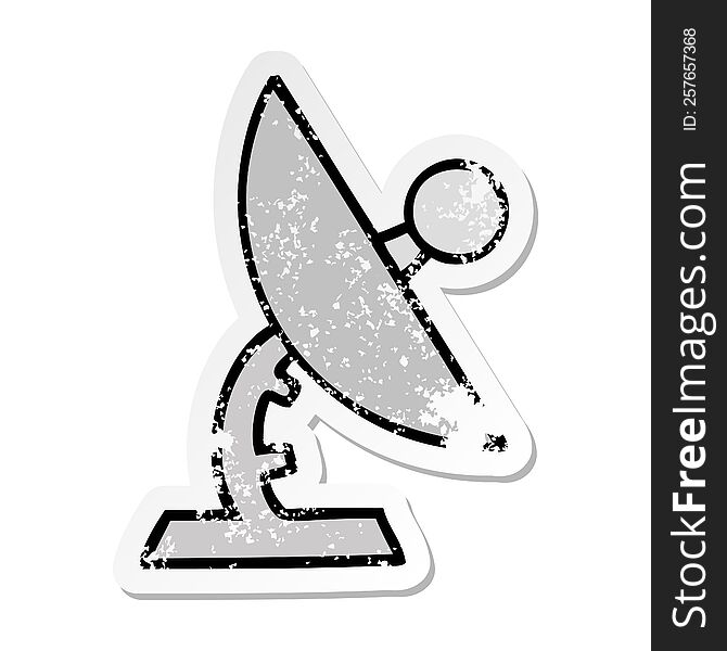 distressed sticker of a cute cartoon satelite dish