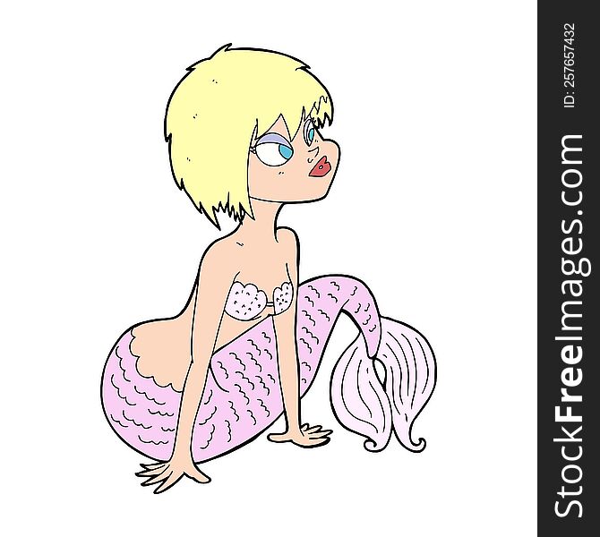 cartoon pretty mermaid