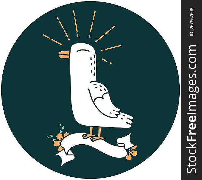 icon of a tattoo style seagull bird