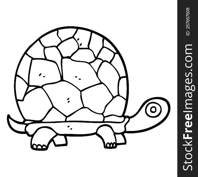 Black And White Cartoon Tortoise