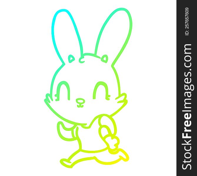 Cold Gradient Line Drawing Cute Cartoon Rabbit Running