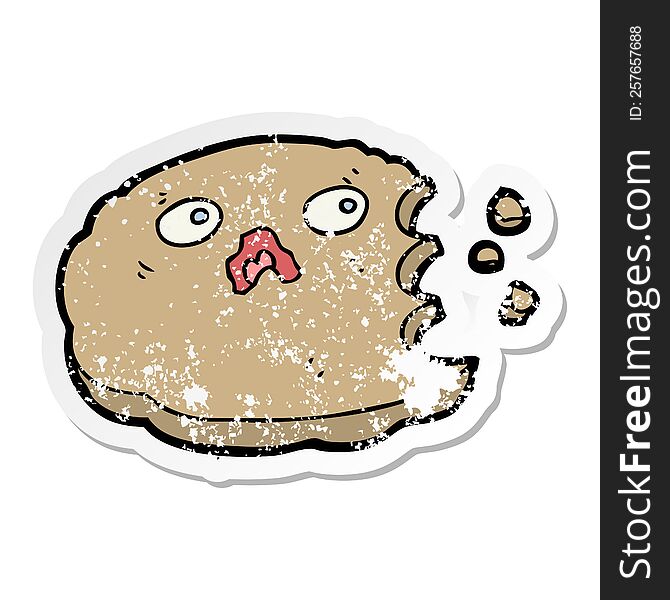 Distressed Sticker Of A Cartoon Cookie