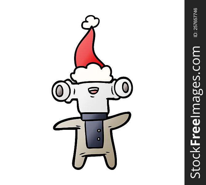 Friendly Gradient Cartoon Of A Alien Wearing Santa Hat