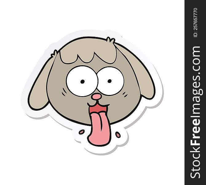 sticker of a cartoon dog face panting