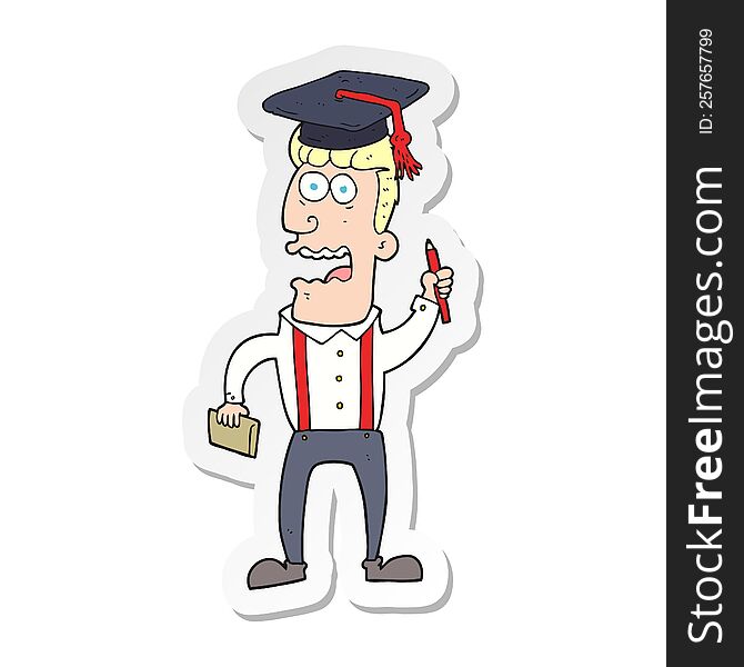 sticker of a cartoon stressed student