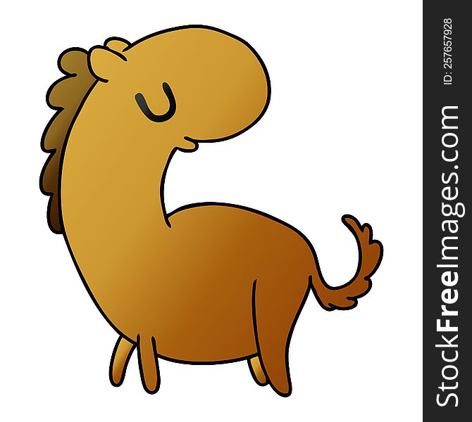 gradient cartoon illustration kawaii of a cute horse. gradient cartoon illustration kawaii of a cute horse