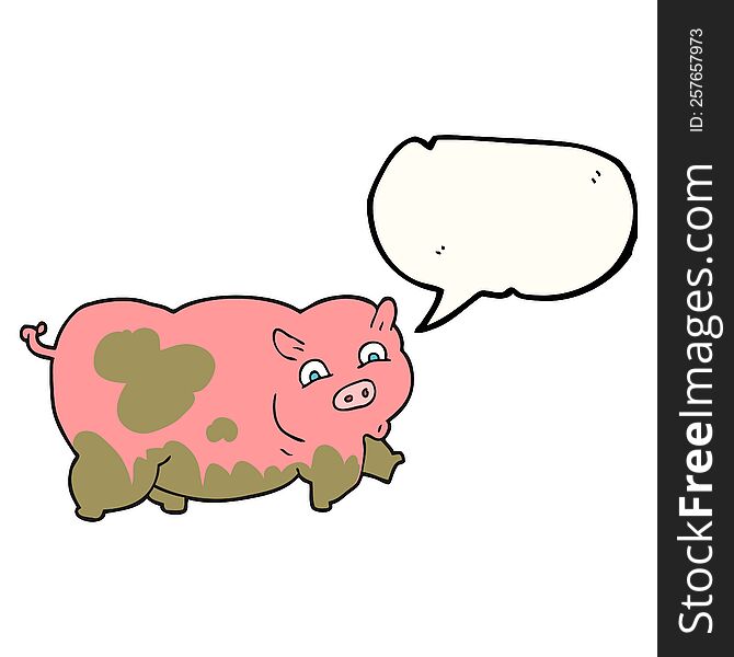 freehand drawn speech bubble cartoon pig