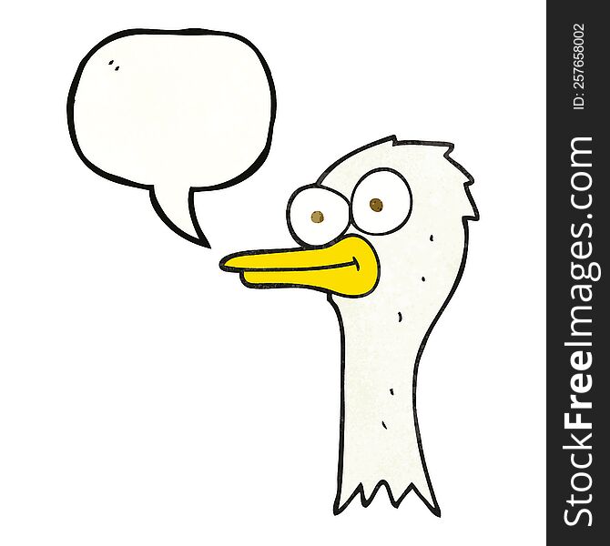 speech bubble textured cartoon ostrich head