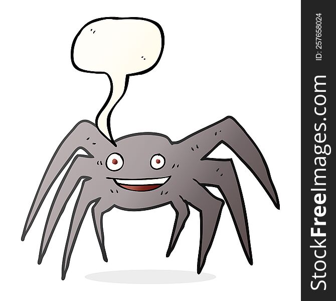 freehand drawn speech bubble cartoon happy spider