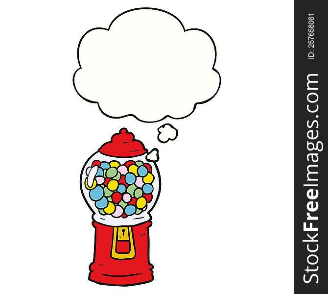 cartoon gumball machine with thought bubble. cartoon gumball machine with thought bubble