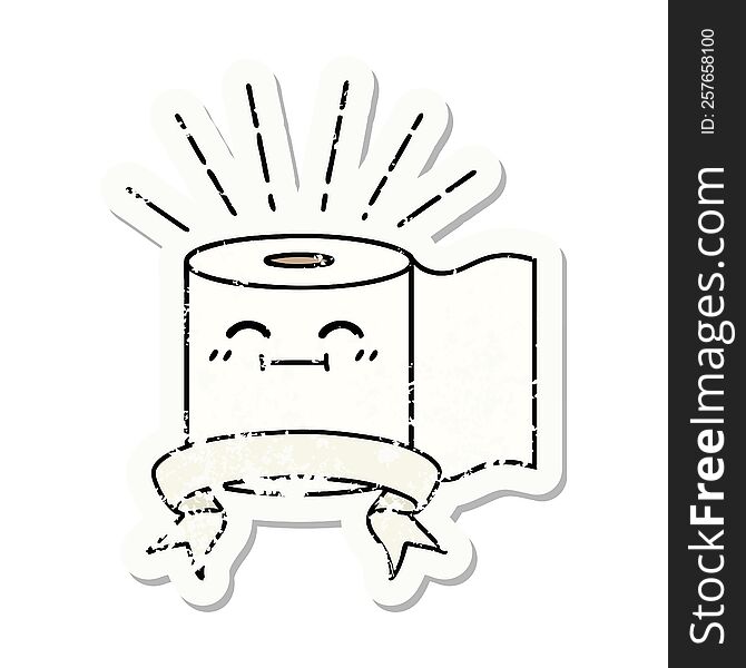 Grunge Sticker Of Tattoo Style Toilet Paper Character