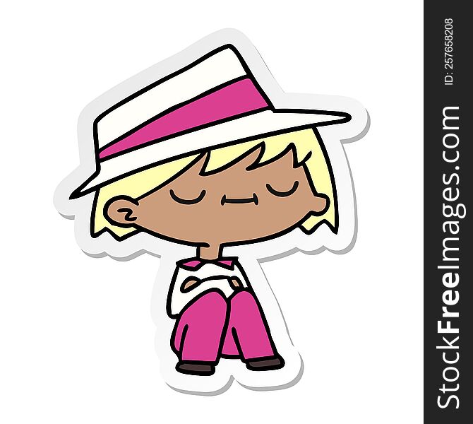 Sticker Cartoon Of A Cute Kawaii Person