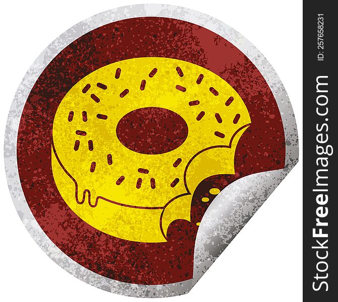 bitten frosted donut circular peeling sticker