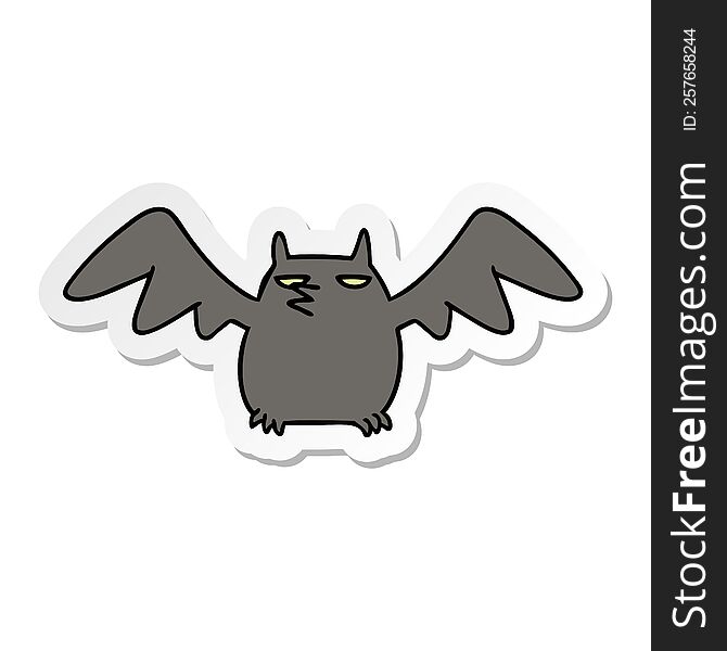 Sticker Cartoon Doodle Of A Night Bat