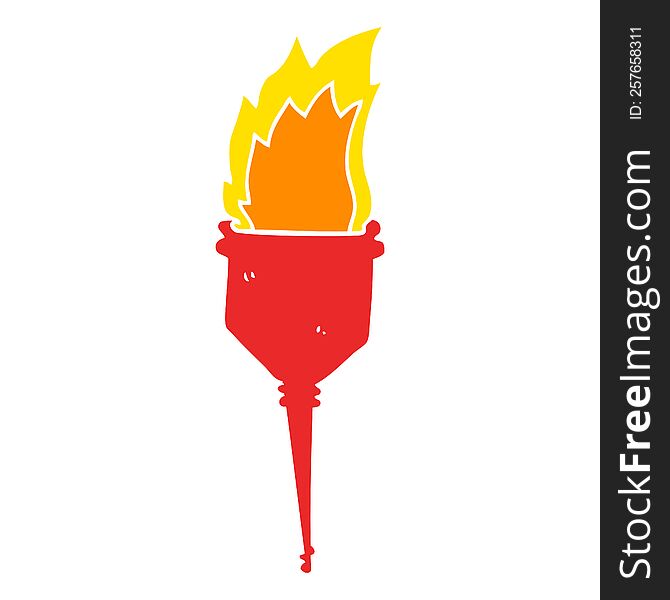 Flat Color Style Cartoon Flaming Torch