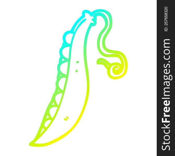 Cold Gradient Line Drawing Cartoon Peas In Pod